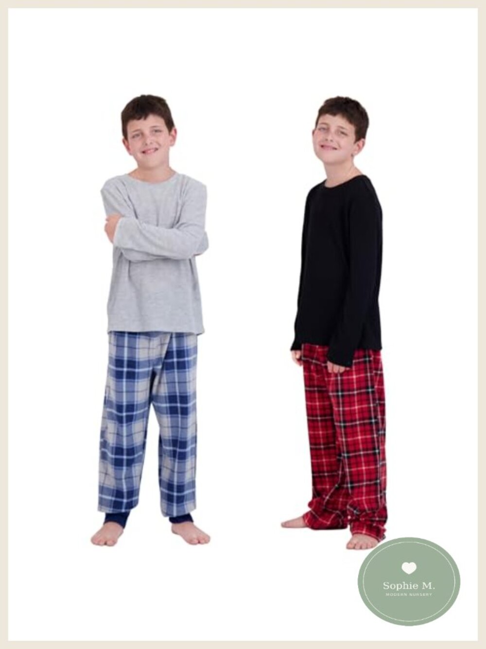 Boys 4-Piece Pajama Set Long Sleeve Thermal Tops Microfleece Pants Sleepwear